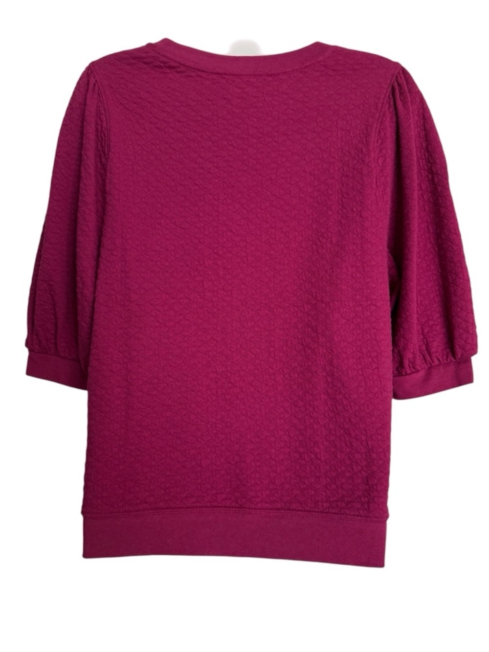 Time and Tru Magenta Puff Sleeve Textured Sweatshirt Size Medium (8-10) - Picture 2 of 9